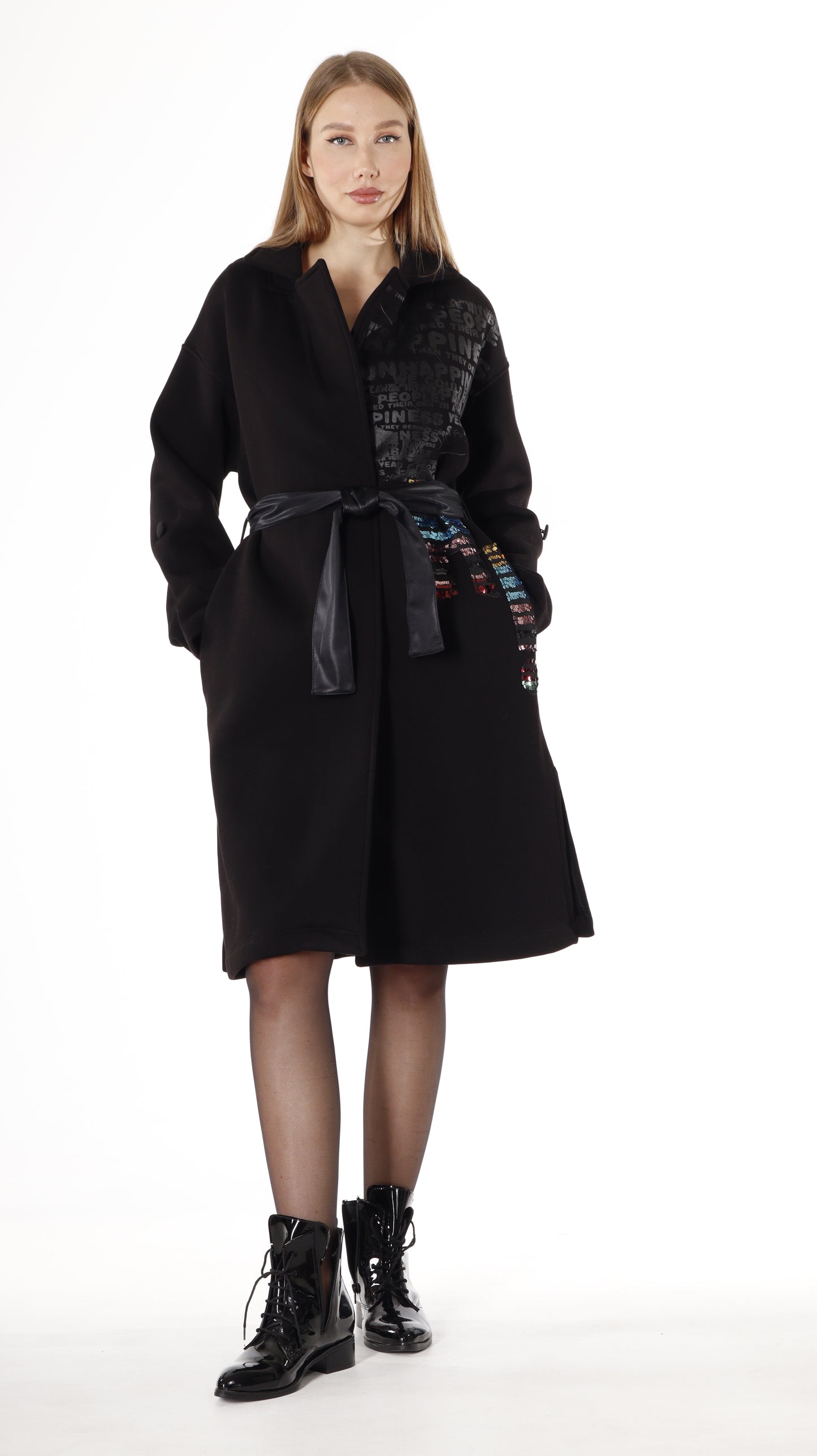 Long Coat with Ruffle (7749) Thick