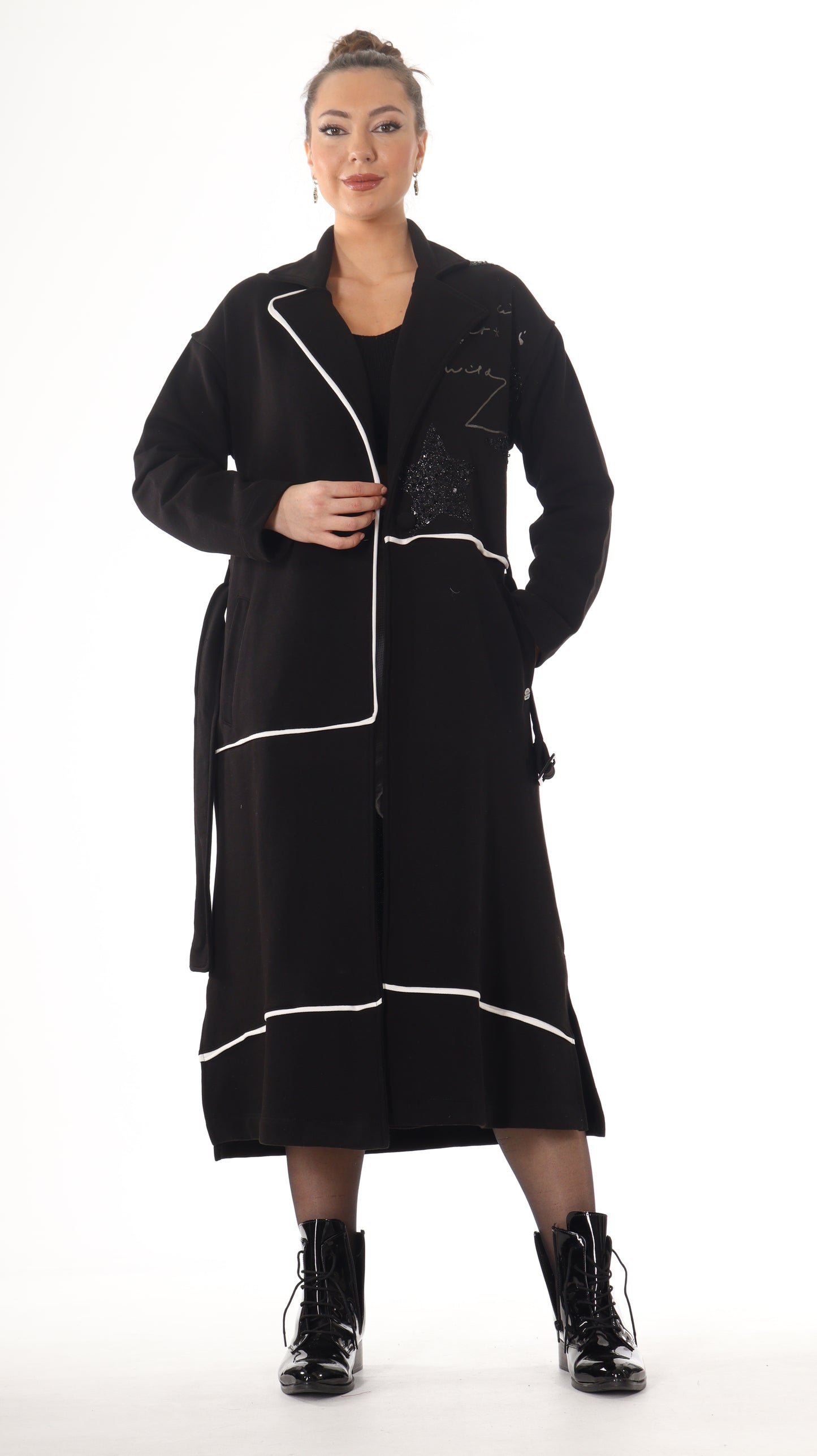 Designer Long Star Jacket With Wrap (7751) Thick