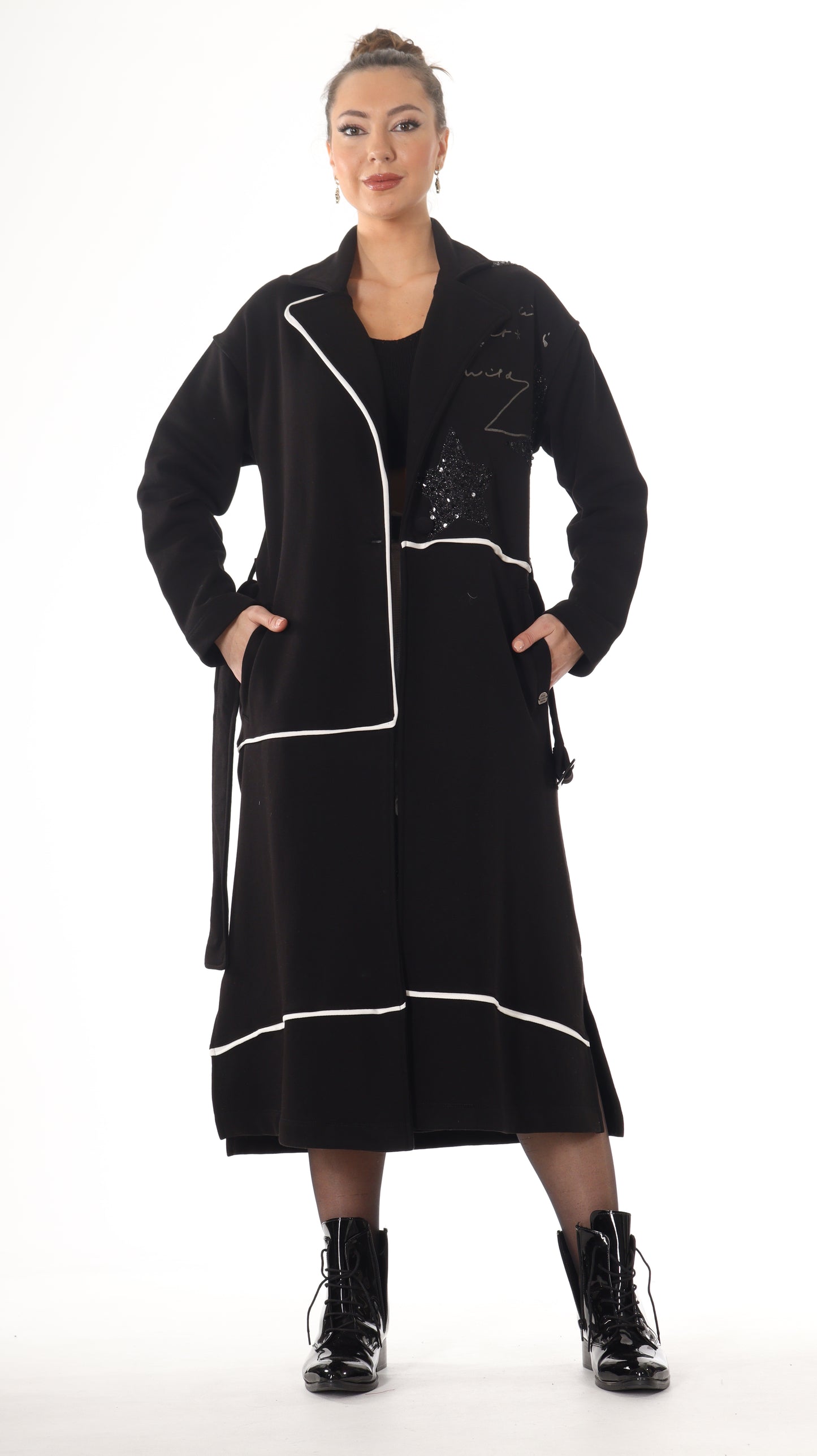 Designer Long Star Jacket With Wrap (7751) Thick