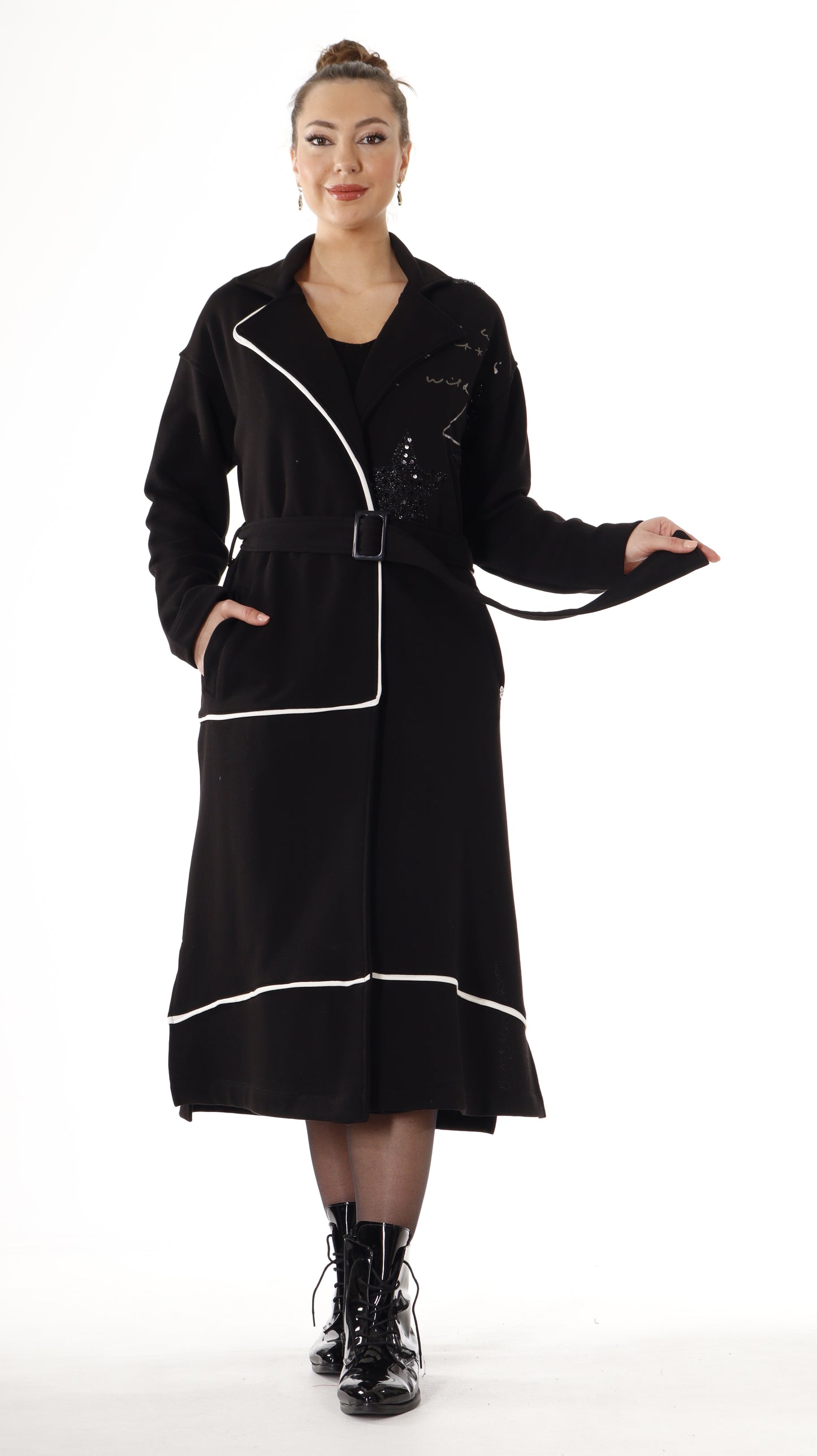 Designer Long Star Jacket With Wrap (7751) Thick