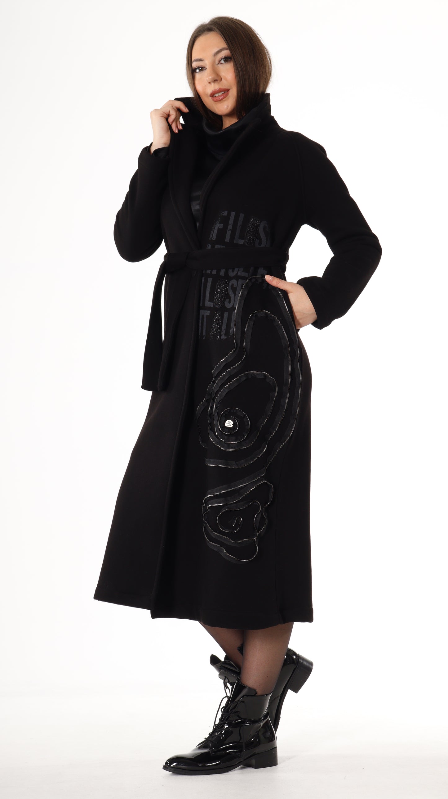 Designer Long Jacket With Wrap (7746) Thick